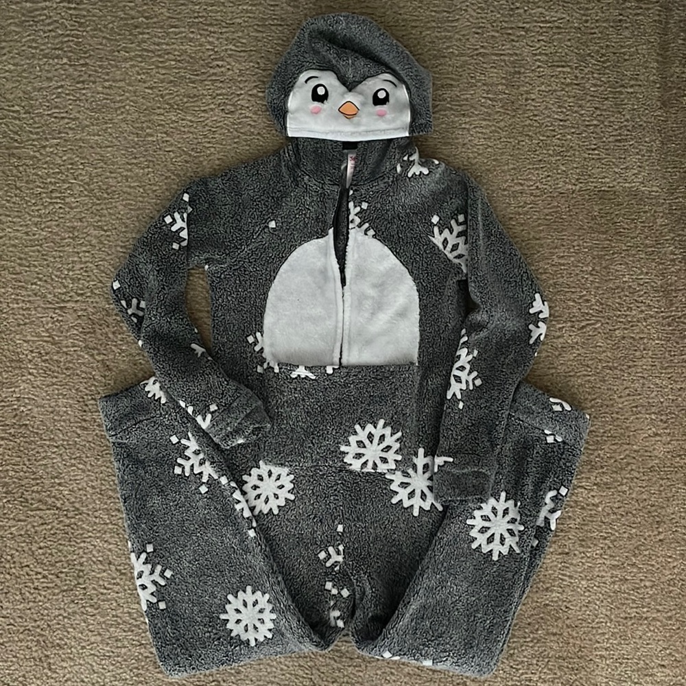 Justice girls 7 cozy hooded 1 piece PJs